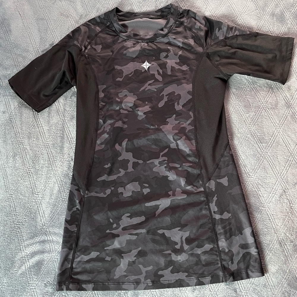 Black camo workout compression shirt